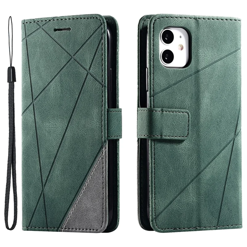 Funda de cuero para iPhone 11 con correa, revestimiento con tacto de piel y billetera - Verde