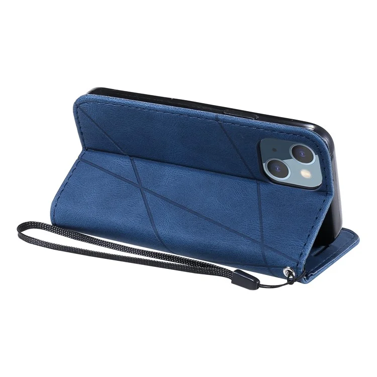 Per iPhone 13 Case Splicing Leather Phone Cover with Wallet Card Slots - Blu