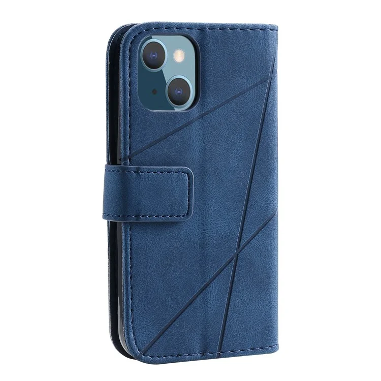 Per iPhone 13 Case Splicing Leather Phone Cover with Wallet Card Slots - Blu