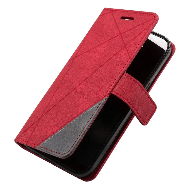 For iPhone 15 Pro Magnetic Case Splicing Design Wallet Stand Phone Cover - Red
