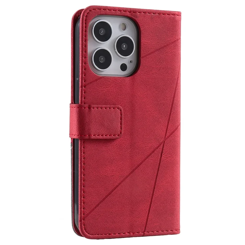 For iPhone 15 Pro Magnetic Case Splicing Design Wallet Stand Phone Cover - Red