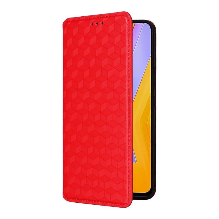 Para vivo Y200e 5G / V40 SE 5G / Y100 5G (Indonesia) / V30 Lite 4G / T3 5G / Y100 4G / V30 SE 5G Funda Funda Teléfono Inteligente Patrón de Rombos - Rojo