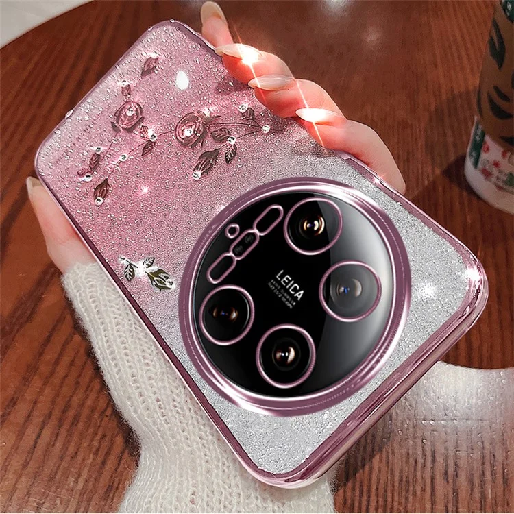 KADEM para Funda Xiaomi 14 Ultra Case Bling Glitter TPU Protective Phone Cover - Rose Gold