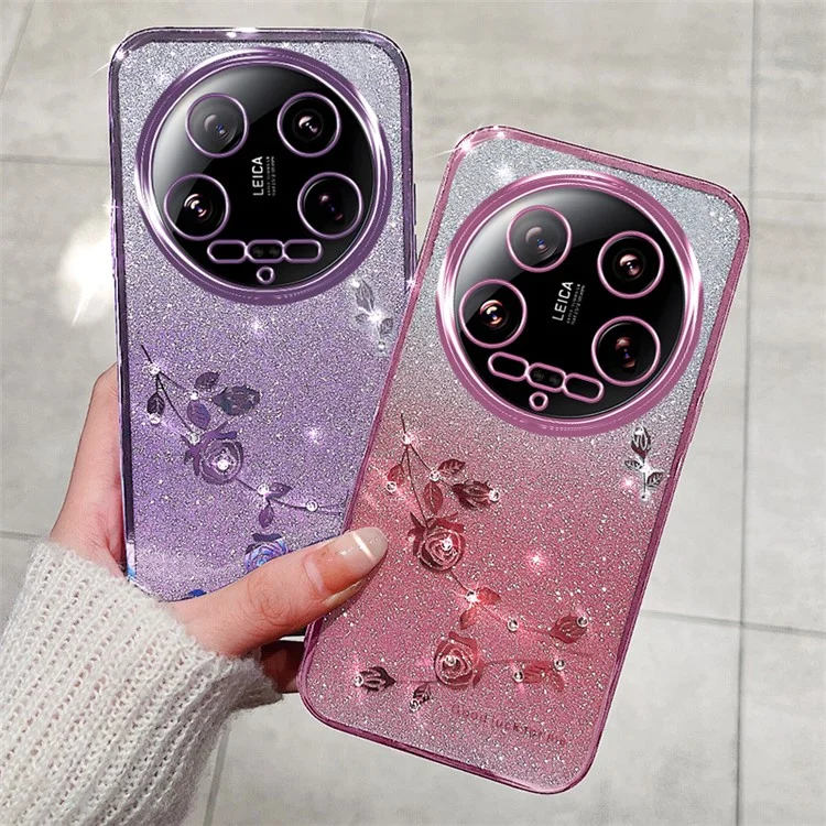 KADEM para Funda Xiaomi 14 Ultra Case Bling Glitter TPU Protective Phone Cover - Rose Gold