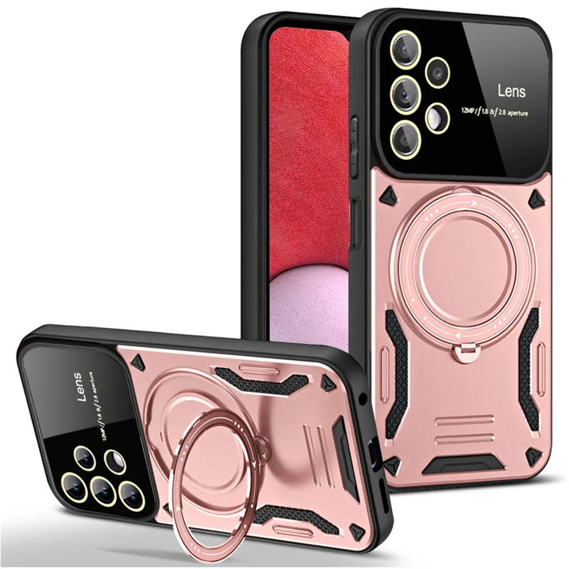 For Samsung Galaxy A13 4G Case Magnetic Case Kickstand PC+TPU Phone Cover - Rose Gold
