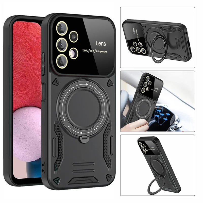 For Samsung Galaxy A13 4G Case Magnetic Case Kickstand PC+TPU Phone Cover - Rose Gold