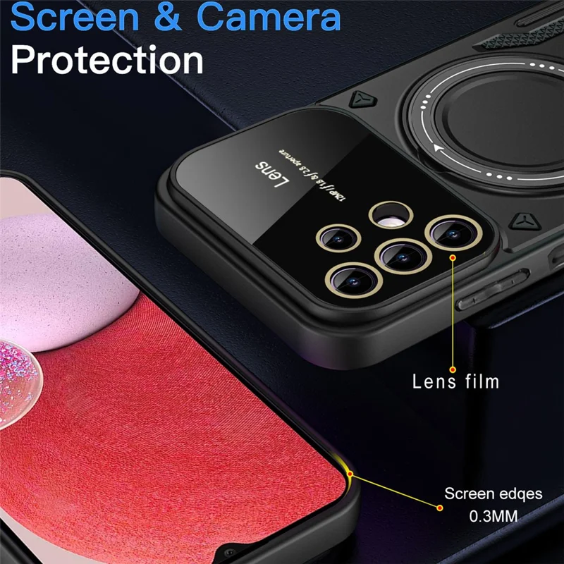 For Samsung Galaxy A13 4G Case Magnetic Case Kickstand PC+TPU Phone Cover - Rose Gold