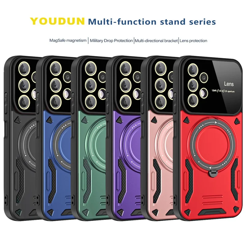 For Samsung Galaxy A13 4G Case Magnetic Case Kickstand PC+TPU Phone Cover - Rose Gold