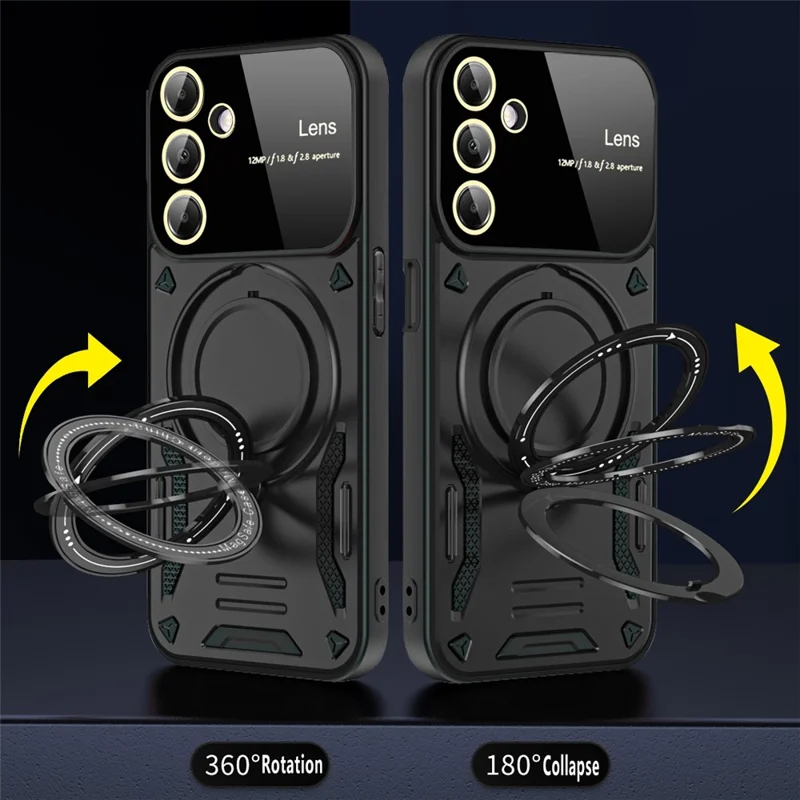 For Samsung Galaxy A13 5G Case PC+TPU Phone Cover with Rotating Magnetic Ring Holder - Red