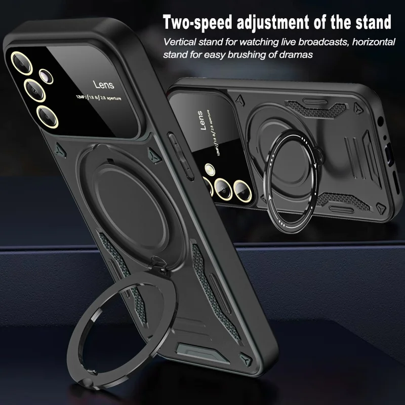 For Samsung Galaxy A13 5G Case PC+TPU Phone Cover with Rotating Magnetic Ring Holder - Red