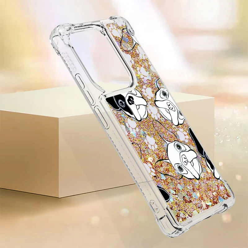 For Xiaomi Redmi Note 13 Pro 4G / Poco M6 Pro 4G TPU Case with Quicksand and Pattern Printed - Black+White Puppy