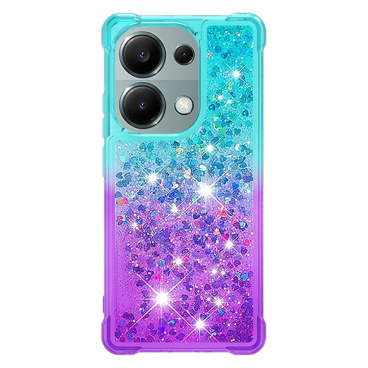 YB Quicksand Series-3 Для Xiaomi Redmi Note 13 Pro 4G / Poco M6 Pro 4G Case Gradient Glitter Tpu Phone Cople - Небо Синий+фиолетовый