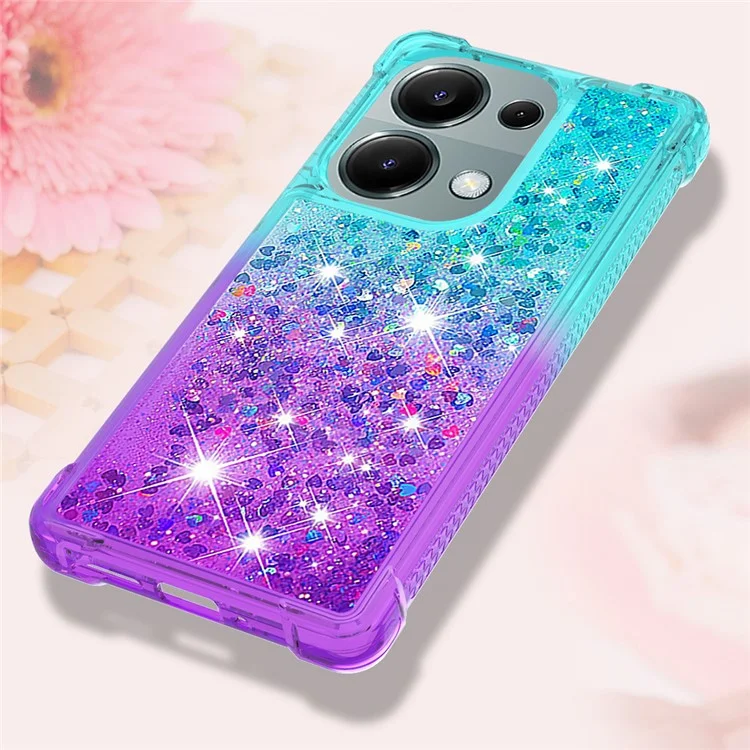 Série Rapide YB Pour Xiaomi Redmi Note 13 Pro 4G / Poco M6 Pro 4G Gradient de Gradient Glitter TPU Téléphone - Bleu Ciel + Violet