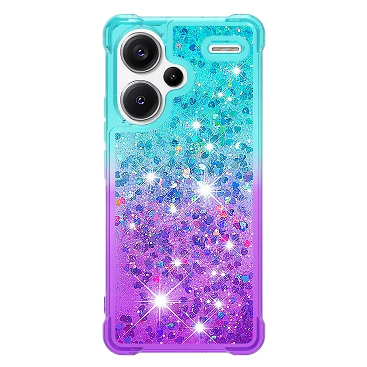 For Xiaomi Redmi Note 13 Pro+ 5G TPU Case Gradient Quicksand Phone Back Cover - Sky Blue+Purple