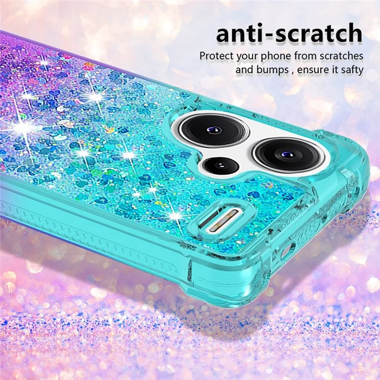 For Xiaomi Redmi Note 13 Pro+ 5G TPU Case Gradient Quicksand Phone Back Cover - Sky Blue+Purple