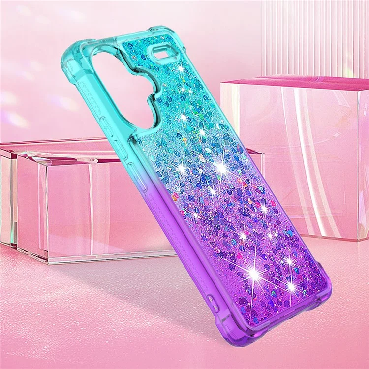 For Xiaomi Redmi Note 13 Pro+ 5G TPU Case Gradient Quicksand Phone Back Cover - Sky Blue+Purple
