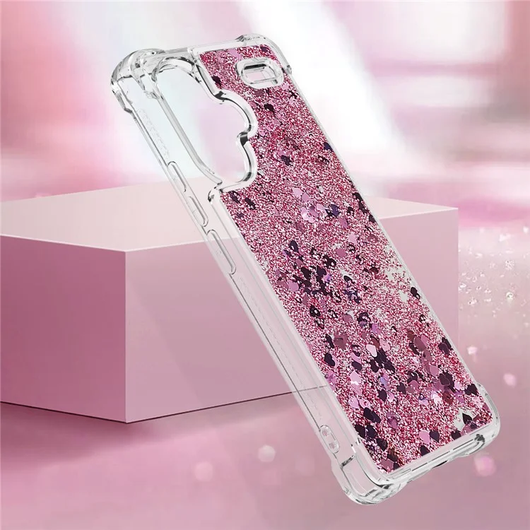 For Xiaomi Redmi Note 13 Pro+ 5G TPU Case Glitter Quicksand Shockproof Phone Back Cover - Rose Gold  /  Hearts