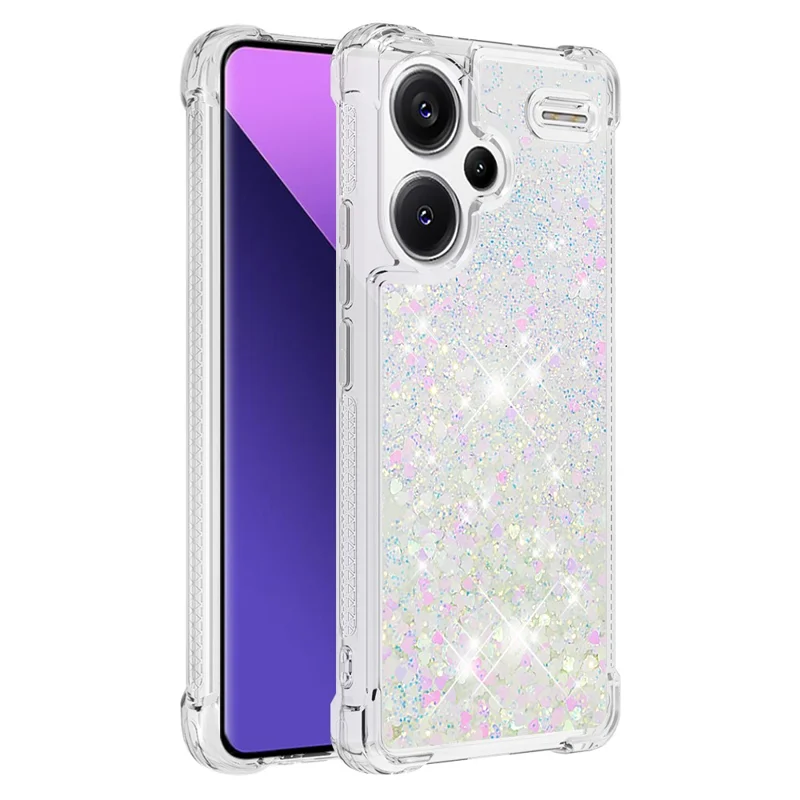 For Xiaomi Redmi Note 13 Pro+ 5G TPU Case Glitter Quicksand Shockproof Phone Back Cover - Laser  /  Hearts