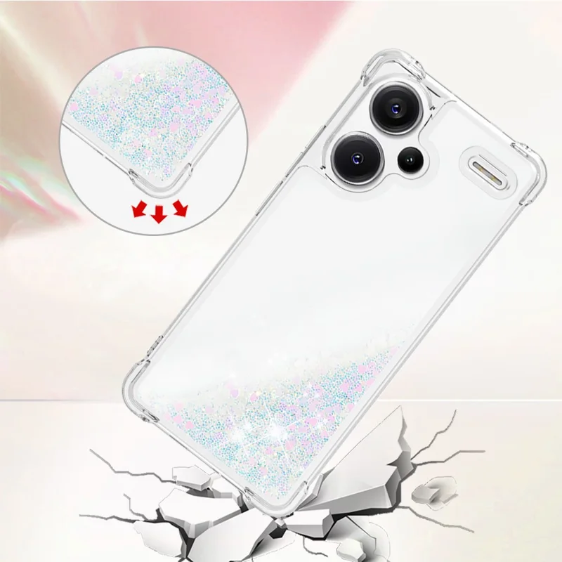 For Xiaomi Redmi Note 13 Pro+ 5G TPU Case Glitter Quicksand Shockproof Phone Back Cover - Laser  /  Hearts