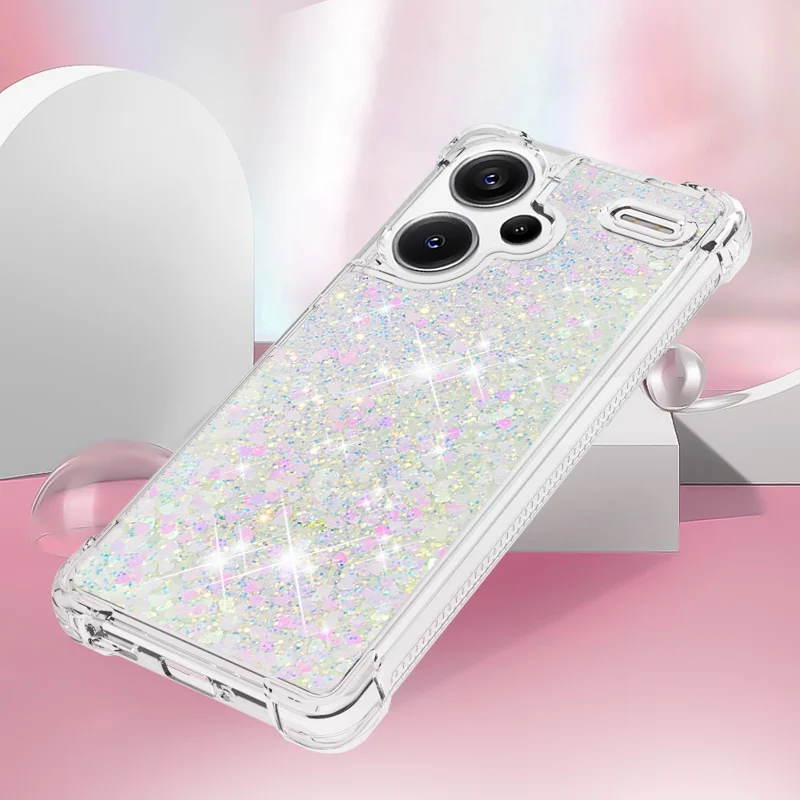 For Xiaomi Redmi Note 13 Pro+ 5G TPU Case Glitter Quicksand Shockproof Phone Back Cover - Laser  /  Hearts