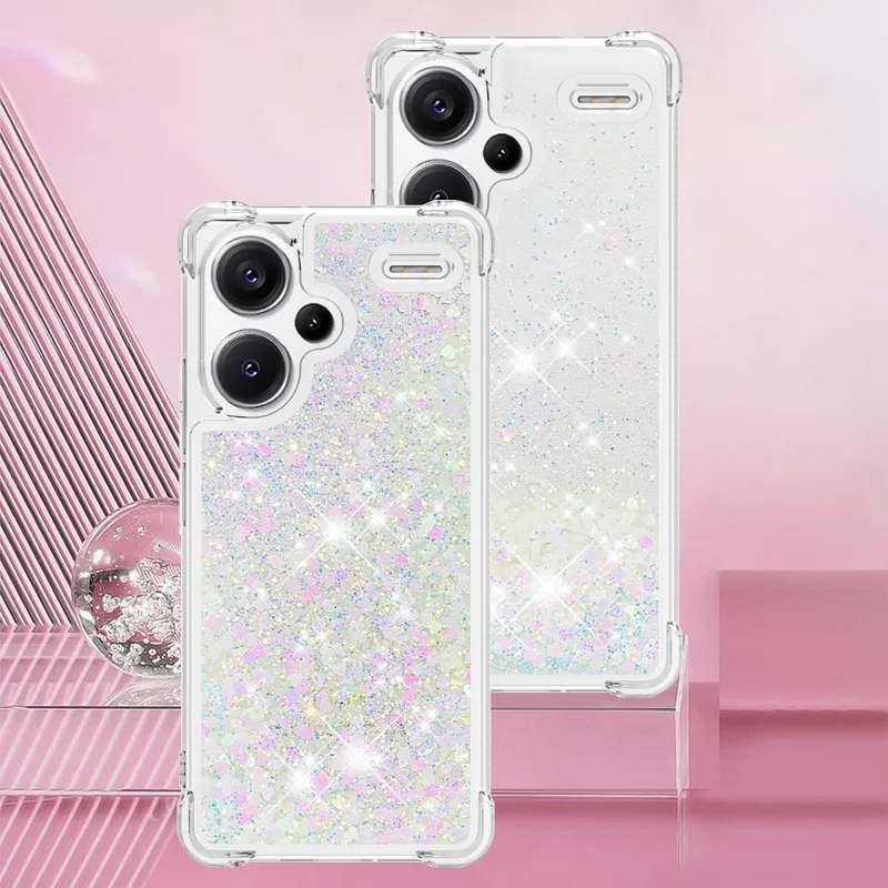 For Xiaomi Redmi Note 13 Pro+ 5G TPU Case Glitter Quicksand Shockproof Phone Back Cover - Laser  /  Hearts