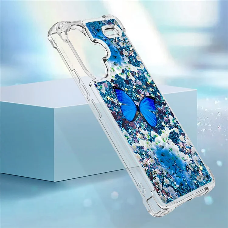 Serie Quicksand YB-2 per Xiaomi Redmi Note 13 Pro+ 5G Custodia Quicksand Motivo alla moda Custodia in TPU per telefono - Farfalla blu