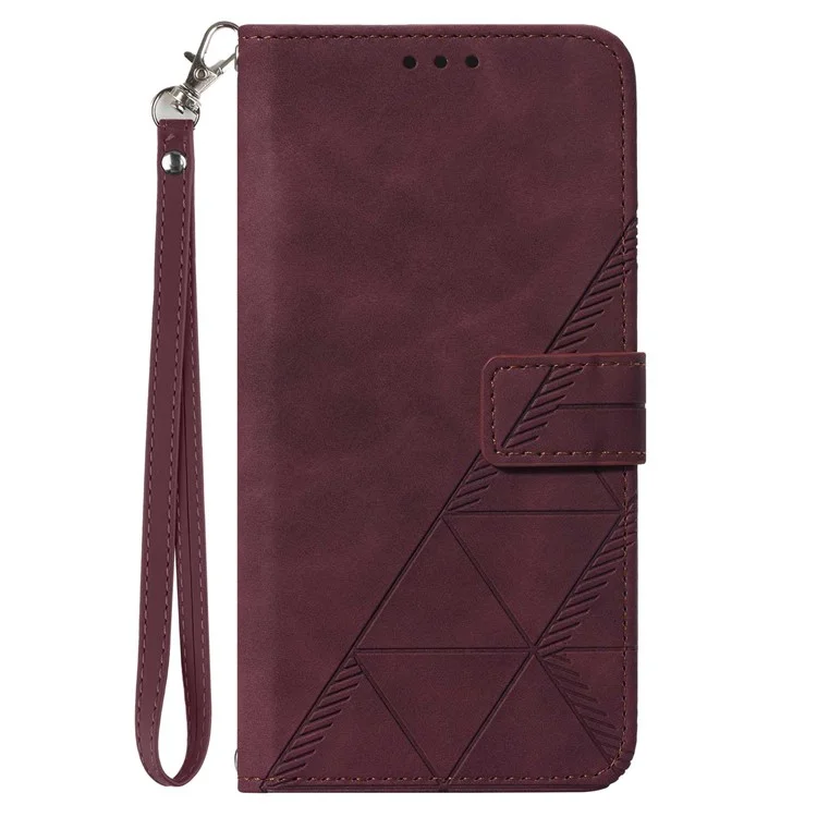 YB Imprinting Series-1 For Xiaomi Redmi Note 13 Pro+ 5G Case Wallet Leather Line Pattern Phone Cover - Vinho Tinto