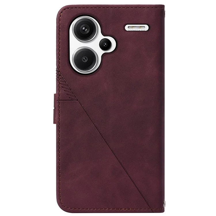 YB Imprinting Series-1 For Xiaomi Redmi Note 13 Pro+ 5G Case Wallet Leather Line Pattern Phone Cover - Vinho Tinto