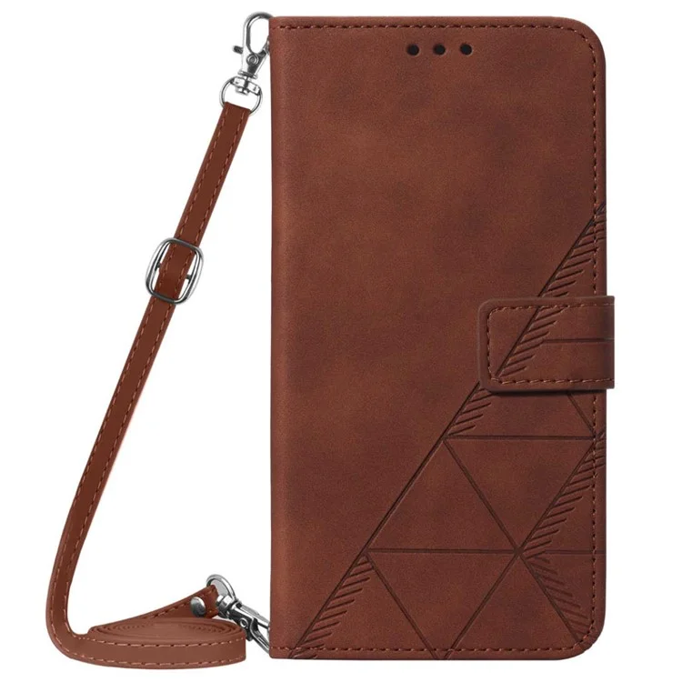 Serie di impresso YB-2 per Xiaomi Redmi Note 13 Pro+ 5G Custodia a Flip Cover in Pelle con Tracolla - Marrone