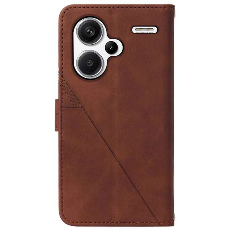Serie di impresso YB-2 per Xiaomi Redmi Note 13 Pro+ 5G Custodia a Flip Cover in Pelle con Tracolla - Marrone