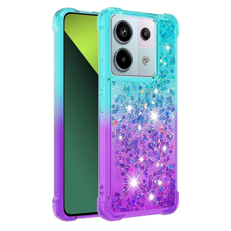 For Xiaomi Redmi Note 13 Pro 5G / Poco X6 5G TPU Case Gradient Quicksand Phone Back Cover - Sky Blue+Purple