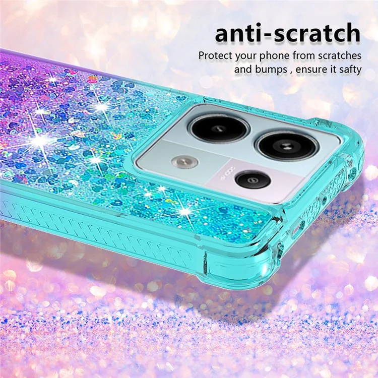 For Xiaomi Redmi Note 13 Pro 5G / Poco X6 5G TPU Case Gradient Quicksand Phone Back Cover - Sky Blue+Purple