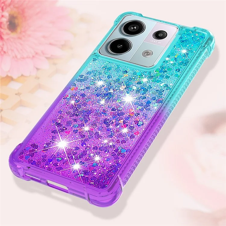 For Xiaomi Redmi Note 13 Pro 5G / Poco X6 5G TPU Case Gradient Quicksand Phone Back Cover - Sky Blue+Purple