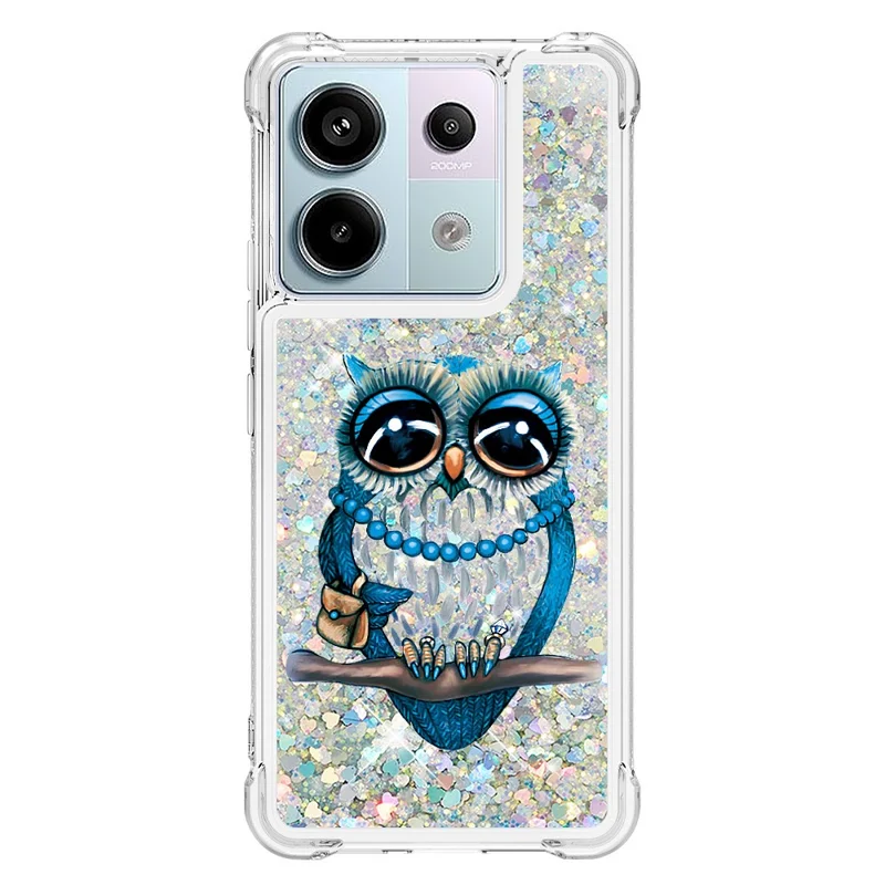 For Xiaomi Redmi Note 13 Pro 5G / Poco X6 5G TPU Case with Quicksand and Pattern Printed - Owl