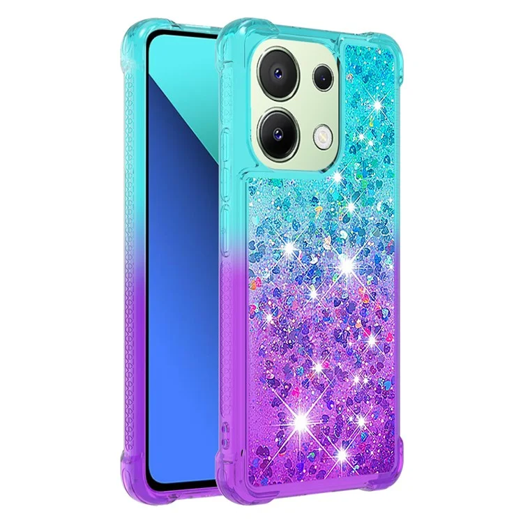 YB Quicksand Series-3 para Xiaomi Redmi Note 13 4G Anti-Scratch Phone Cover Gradient Color Phone Case - Sky Blue+Purple
