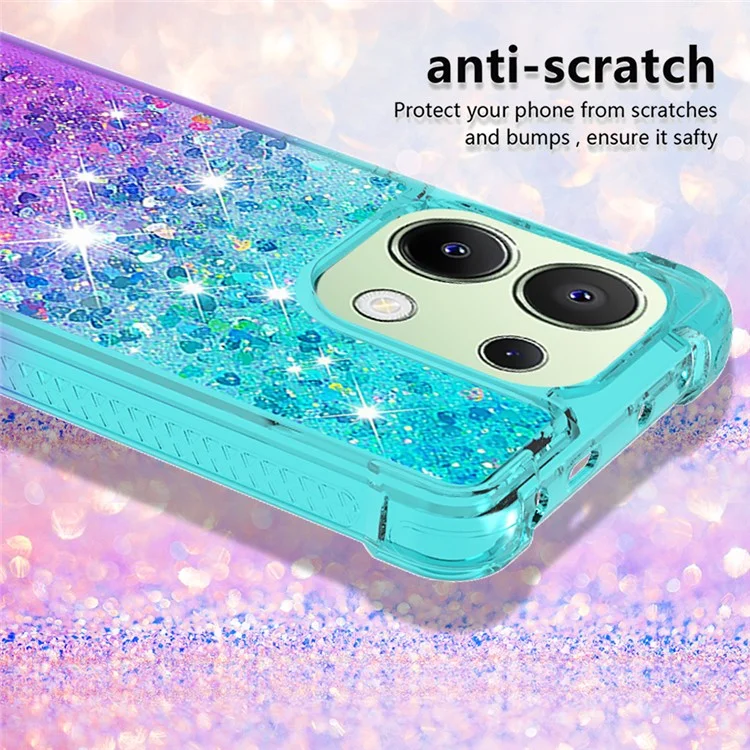 YB Quicksand Series-3 para Xiaomi Redmi Note 13 4G Anti-Scratch Phone Cover Gradient Color Phone Case - Sky Blue+Purple