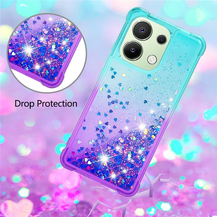 YB Quicksand Series-3 para Xiaomi Redmi Note 13 4G Anti-Scratch Phone Cover Gradient Color Phone Case - Sky Blue+Purple