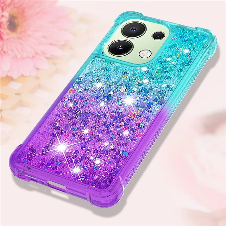 YB Quicksand Series-3 para Xiaomi Redmi Note 13 4G Anti-Scratch Phone Cover Gradient Color Phone Case - Sky Blue+Purple