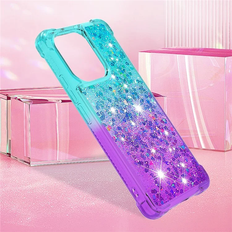 YB Quicksand Series-3 para Xiaomi Redmi Note 13 4G Anti-Scratch Phone Cover Gradient Color Phone Case - Sky Blue+Purple