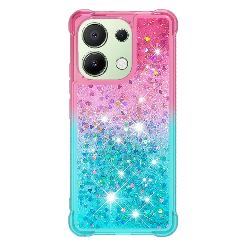 For Xiaomi Redmi Note 13 4G TPU Case Gradient Quicksand Phone Back Cover - Pink+Sky Blue