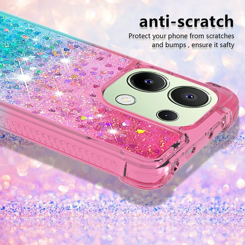 For Xiaomi Redmi Note 13 4G TPU Case Gradient Quicksand Phone Back Cover - Pink+Sky Blue