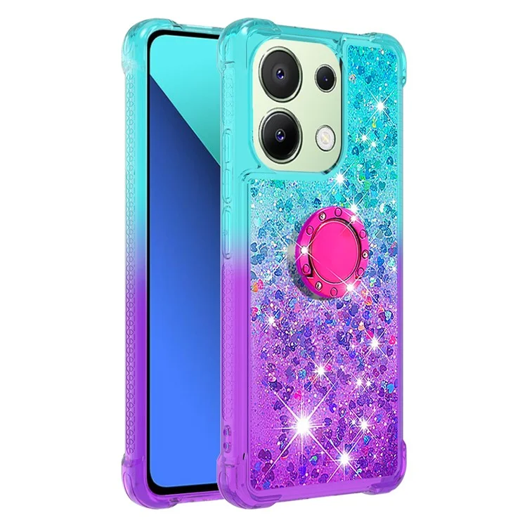 YB Quicksand Series-8 para Funda Xiaomi Redmi Note 13 4G Bling Glitter Kickstand TPU Cover - Sky Blue+Purple