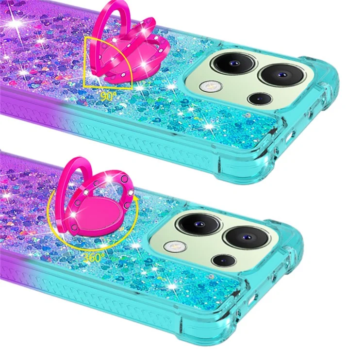 YB Quicksand Series-8 para Funda Xiaomi Redmi Note 13 4G Bling Glitter Kickstand TPU Cover - Sky Blue+Purple