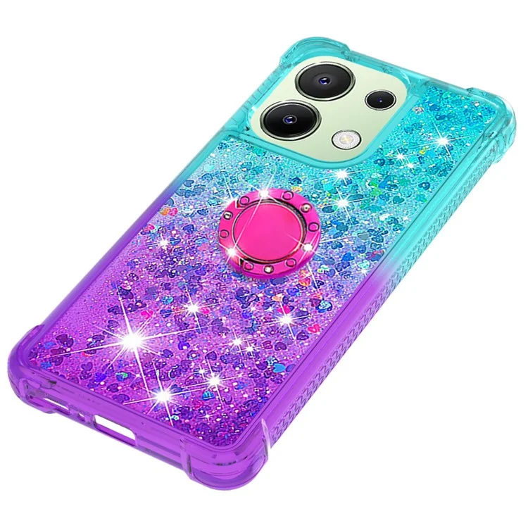 YB Quicksand Series 8 Pour Xiaomi Redmi Note 13 Bling Bling Glitter Kickstand TPU Cover - Bleu Ciel + Violet