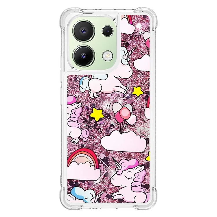 YB Quicksand Series-2 TPU Funda de Teléfono para Xiaomi Redmi Note 13 4G Quicksand Slim-Fit Funda de Teléfono - Lindo Caballo y Nubes