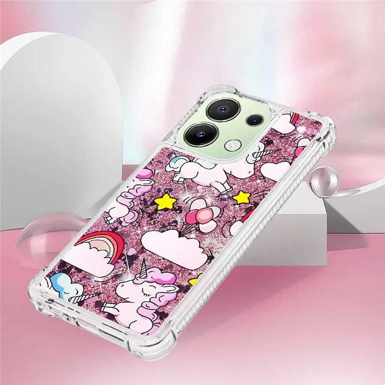 YB Quicksand Series-2 TPU Funda de Teléfono para Xiaomi Redmi Note 13 4G Quicksand Slim-Fit Funda de Teléfono - Lindo Caballo y Nubes