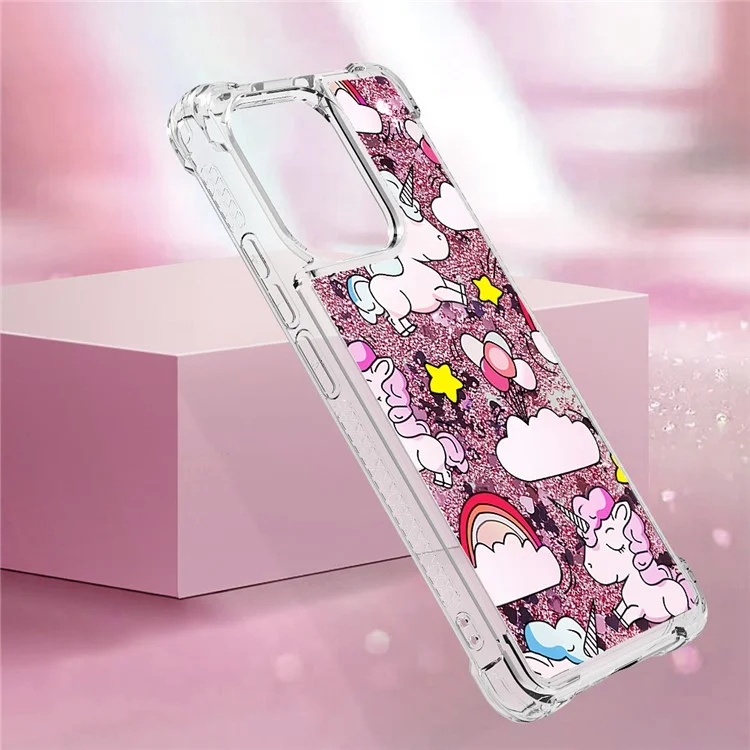 YB Quicksand Series-2 TPU Funda de Teléfono para Xiaomi Redmi Note 13 4G Quicksand Slim-Fit Funda de Teléfono - Lindo Caballo y Nubes