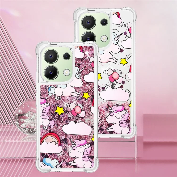 YB Quicksand Series-2 TPU Funda de Teléfono para Xiaomi Redmi Note 13 4G Quicksand Slim-Fit Funda de Teléfono - Lindo Caballo y Nubes