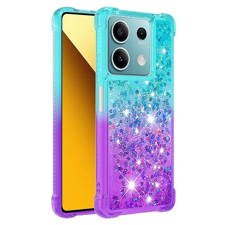 For Xiaomi Redmi Note 13 5G TPU Case Gradient Quicksand Phone Back Cover - Sky Blue+Purple