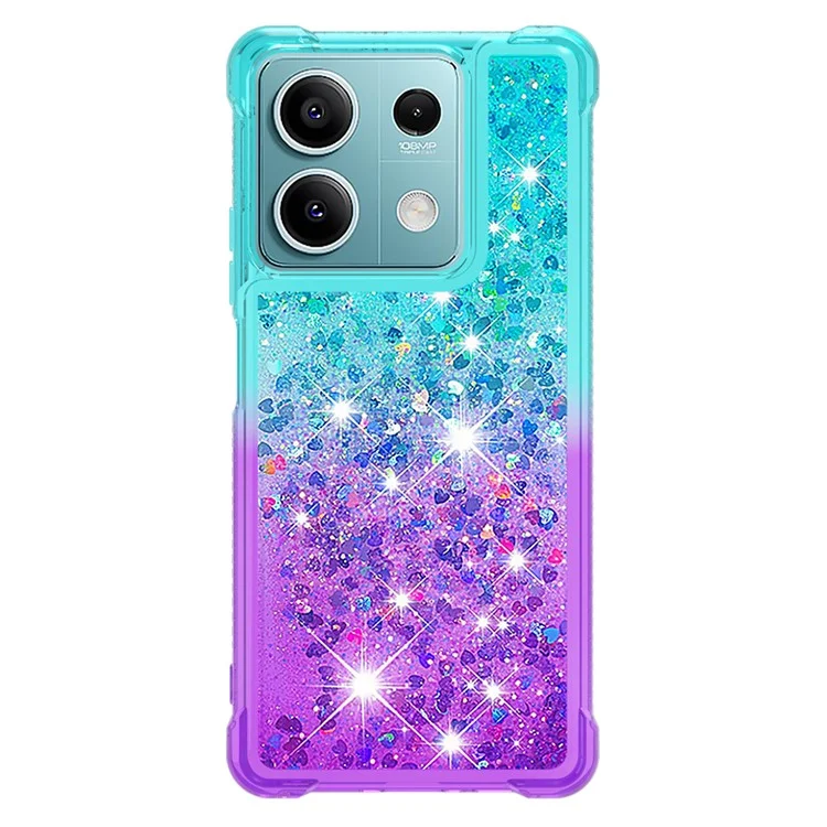 For Xiaomi Redmi Note 13 5G TPU Case Gradient Quicksand Phone Back Cover - Sky Blue+Purple